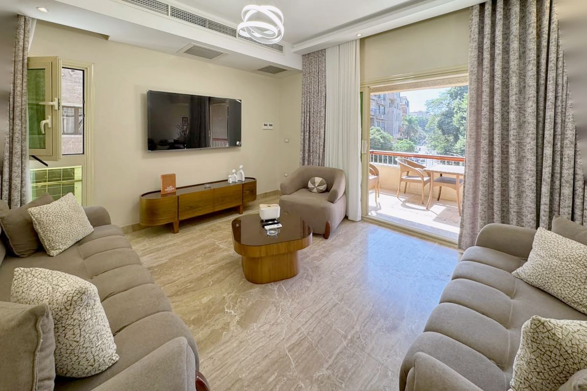 Living room opening to the balcony